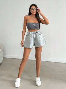 EURMUSE Rigid, Wide Hem Mini Short - Grey - View 4