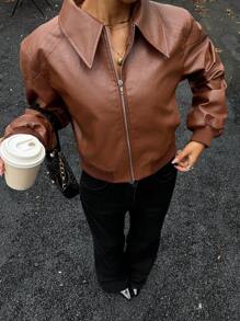 Siren Gaze Women's Fashionable Retro Casual Commuter Jacket In Fall/Winter Brown Brown - Brown - View 5