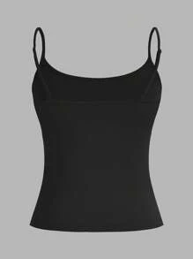 SHEIN EZwear 女士休闲吊带背心三件套，刺绣图案，黑色、白色、粉色，夏季百搭紧身款上衣 - 彩色 - 查看 5