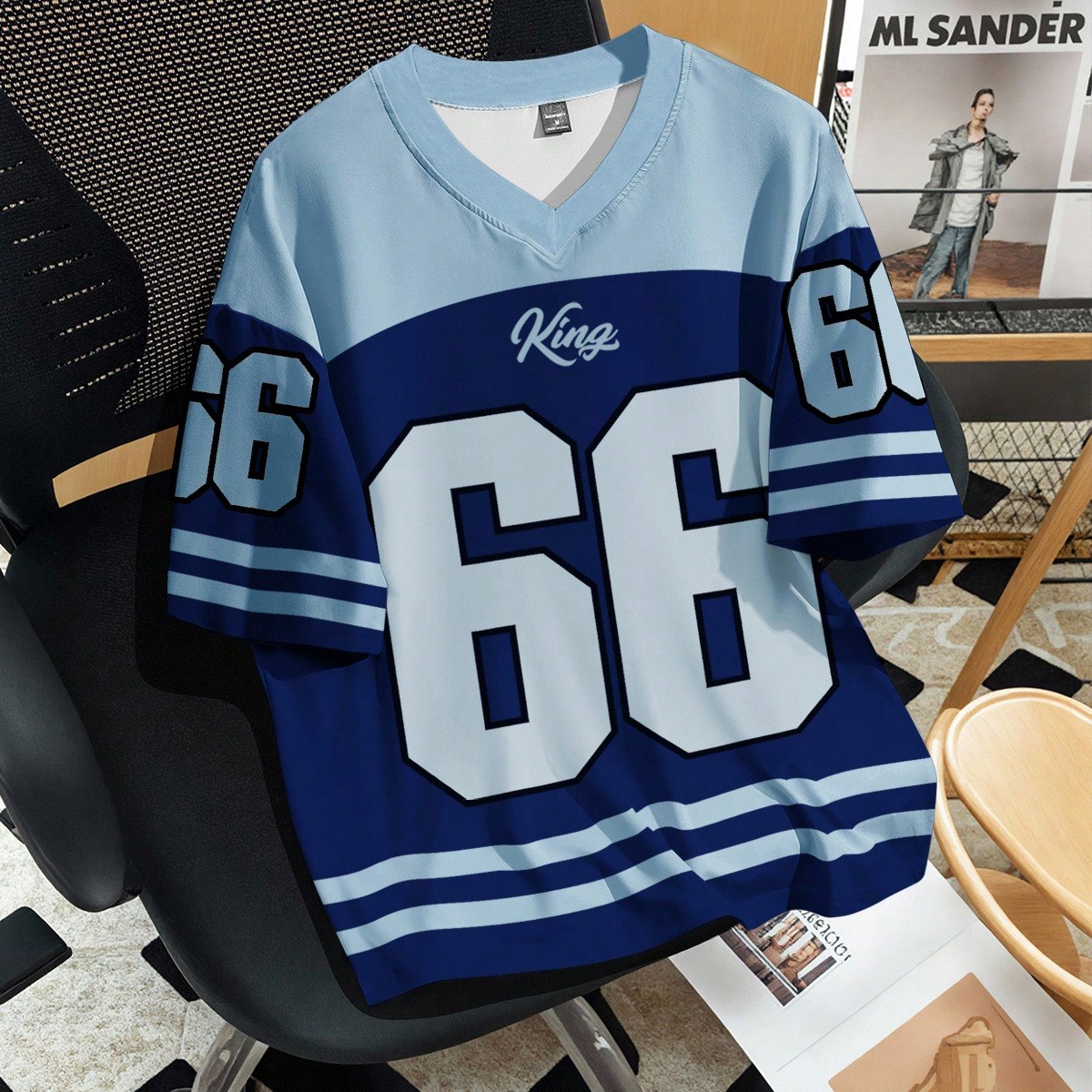 Camiseta casual de verano para hombre de talla grande con estampado numérico y bloques de color