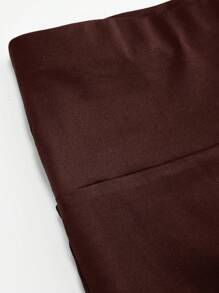 EMERY ROSE Plus Size High Waist Fold-Over Cargo Running Shorts With Pockets, Tummy Control & Butt Lifting - Brown - View 4