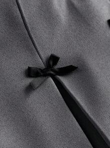 Ontre Tween Girls' Summer Casual Collegiate Style Solid Color Contrast Bow Decor Pleated Mini Skirt