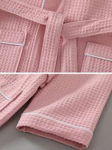 SHEIN 1件华夫格纯棉浴袍 成人男女纯棉浴袍 春夏浴袍 民宿酒店SPA浴袍 吸水速干 宽松多色 浴室用品 家居用品 - 彩色 - 查看 4