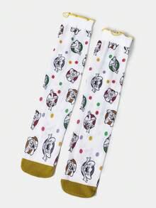 TOM & JERRY X SHEIN Women's Comfortable Soft Polka Dot & Cartoon Mouse Pattern Socks - Multicolor - View 3