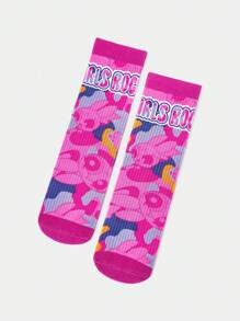 THE POWERPUFF GIRLS X SHEIN Stylish Cartoon & Letter Pattern Mid-Calf Socks - Multicolor - View 7
