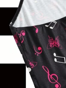 Y2Kool Babi Basques 黑色爱心、音符、蝴蝶、Y2K、少女风女式露背上衣，适合夏季、度假、派对、聚会、日常休闲穿着 - 黑色 - 查看 3