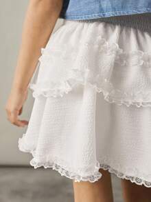 Tween Girl Back To School,White Lace Skirt,Suitable For Fall And Winter - White - View 5