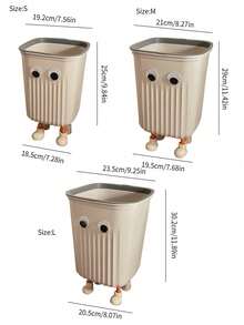 SHEIN 1 Piece Of Striped Big Eyes Trash Can With Four Legs Supporting Trash Can With Pressure Strips Square Cute Trash Can Suitable For Office Bedroom Living Room Kitchen