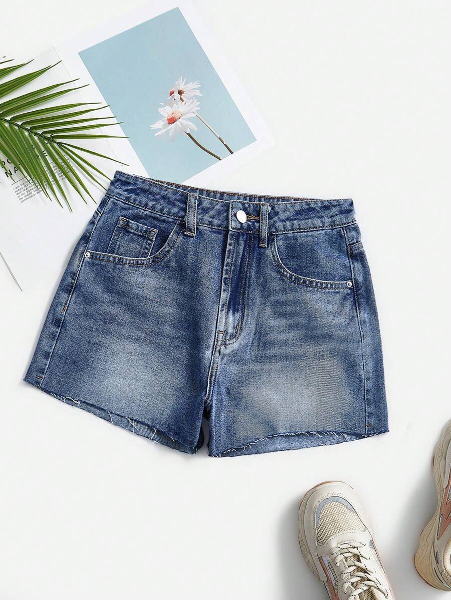 Breezaya Women's Casual Washed Denim Shorts, Summer - Light Wash - View 1