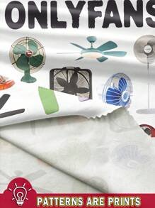 SHEIN EZwear Áo ba lỗ cổ tròn in họa tiết đồ họa Fitted Furniture & Appliance dành cho nữ, phong cách mùa hè, kỳ nghỉ và lễ hội - trắng - Xem 3