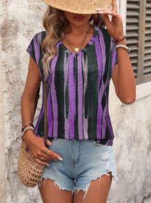 EMERY ROSE Áo thun nữ tay ngắn thời trang in họa tiết sọc nhiều màu sắc - Nhiều màu - Xem 6