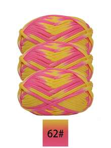 3pcs Polyester Satin Ribbon Yarn Bundle, Approximately 300g, Multi-Color And Mixed Color Self Peeling Gauze, Knitted Yarn, Colored Cloth, T-Shirt Yarn Fabric - Used For DIY Crochet Slippers, Bags, Storage Baskets Production - Multicolor - View 50