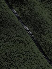 PAVTROS Manfinity Streetrush 男士秋冬羊毛拉链立领刺绣夹克，垃圾摇滚风 - 綠色 - 查看 7