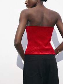 Maija توب حريمي كروب أيلغانت مخمل بنصوع اسود مزين بوان للحفلات، خريف/شتاء