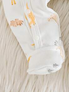 Dozemod 儿童新生儿男童卡通恐龙印花圆领长袖前按扣柔软舒适连体衣 - 彩色 - 查看 6