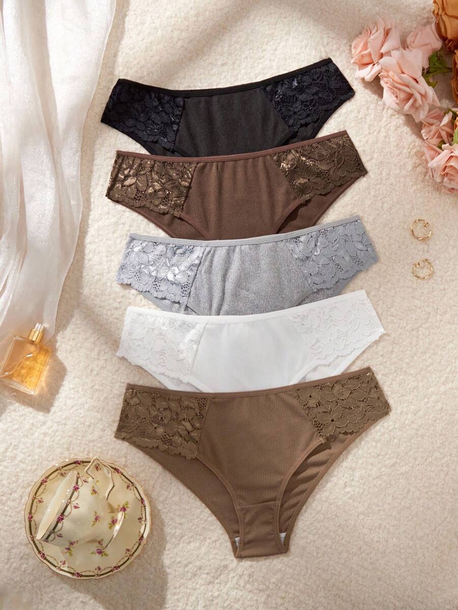 SHEIN 5条装女士简约休闲三角内裤 - 彩色 - 查看 1