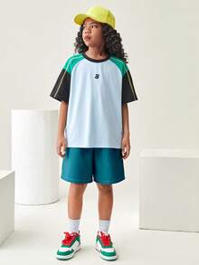 Tween Boy Outdoor Casual Sports Shorts, Kids Elastic Waist Outdoor Casual Sports Shorts - Green - View 4