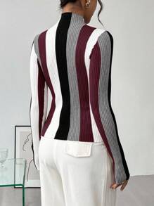 SHEIN Clasi 大码女式圆领优雅法式派对节日圣诞聚会亮片拼接流苏闪亮秋冬保暖粉色毛衣商务休闲女士、工作服、秋季婚礼宾客礼服， - 酒紅色 - 查看 2