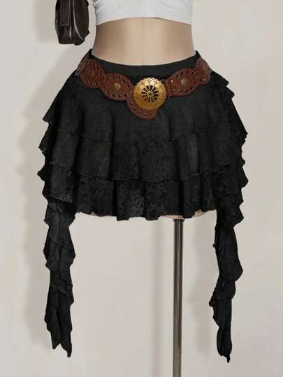 SHEIN ICON Váy xòe ren trắng gợi cảm, thường ngày, cỡ lớn, kèm quần short an toàn, thích hợp cho mùa hè, lễ hội âm nhạc, mùa tựu trường