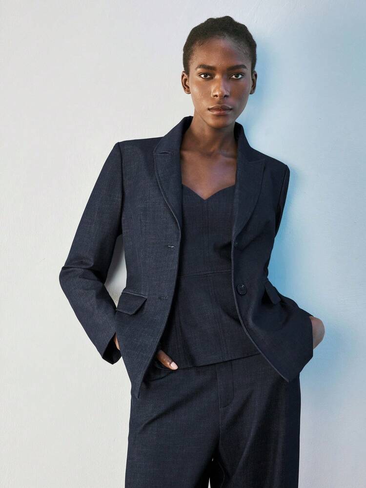 SHEIN Maija Blazer femme de couleur unie, convient pour le travail