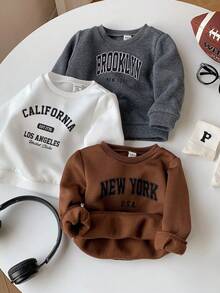 3 件套男婴/女婴可爱百搭字母图案针织长袖运动衫百搭分层套装，秋冬