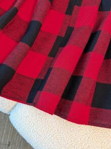 Franclia Chân váy xếp ly mini dáng chữ A kẻ caro dành cho nữ - Màu Đỏ Sâu - Xem 4