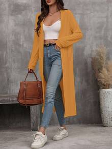 EMERY ROSE Women's Casual Solid Color Long Jacket Fall Winter Cloth For Women - Yellow - View 3