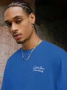 PAVTROS Áo thun nam dáng rộng in hình trái cây mùa hè nhiều màu sắc - Màu xanh lam - Xem 3