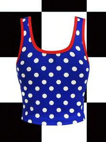 Y2Kool Annarte Y2K Casual Polka Dot Colorblock Sleeveless Crop Top #87, Suitable For Summer, Vacation, Party, Daily Wear Sexy Top - Multicolor - View 2