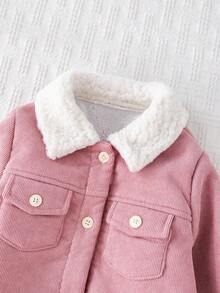 Cozy Pixies Baby Girl Thermal Lined Turndown Collar Long Sleeve Jacket, Versatile & Comfortable,In Fall/Winter - Pink - View 4