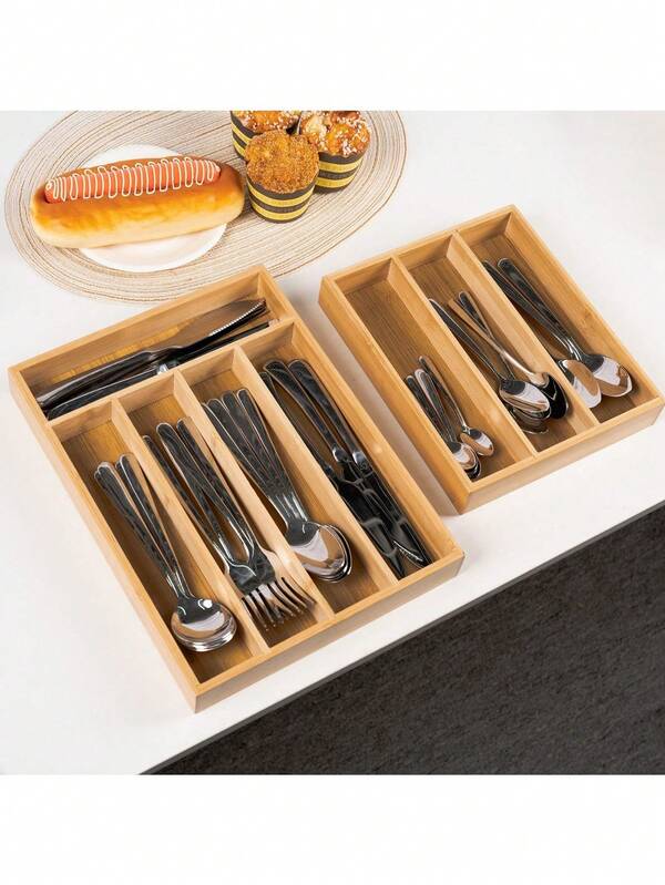 1 pieza Organizador de cajón de cocina de bambú - Organizador de cubiertos para cajones de cocina - Bandeja de utensilios y almacenamiento de cubertería para decoraciones de cocina, decoración de otoño, decoración de festivales, decoración de habitaciones, decoración del hogar, decoración de otoño, decoración de dormitorios, decoración de Halloween, decoración de habitaciones, decoraciones navideñas, Halloween, decoraciones de Halloween, Navidad, decoración de Halloween, decoración navideña, decoración de otoño, decoración navideña, almacenamiento, organizador