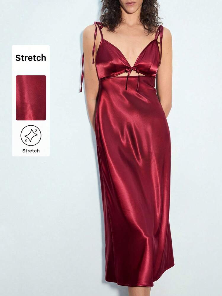 SHEIN Maija Women Solid Color Backless Camisole Dress,Festival