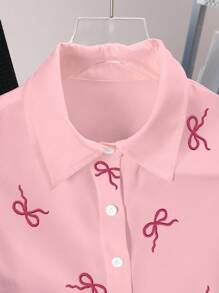 INAWLY Camisa sin mangas con estampado de moño, casual de verano para mujer - Rosa - Ver 5