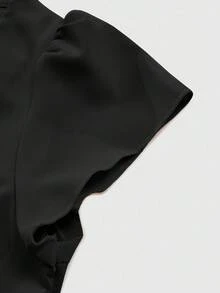 GlowEve Elegant Commuter Solid Color Cap Sleeve Top And Pants Set - Black - View 7