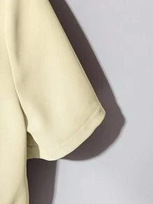 Franclia 时尚高端女士圆领短袖纽扣衬衫 - 杏色 - 查看 3