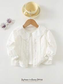 Cozy Pixies Cardigan con colletto a volant di colore unito per bambina