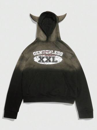 Street Life Felpa con cappuccio da uomo con stampa sfumata lavata