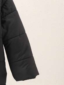 Black Scarf Style Loose Padded Coat, Korean Fashion Winter - Black - View 5