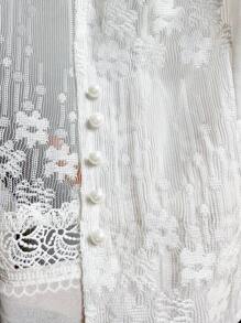 SHEIN PETITE Fashionable Lace Patchwork Cardigan, Versatile Women Lightweight Jacket Fall Winter Cloth For Women - White - View 3