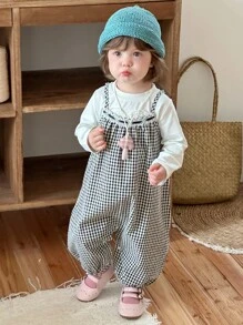 DAZY Baby Girl Casual Cute Fresh Plaid Jumpsuit Fall, Winter