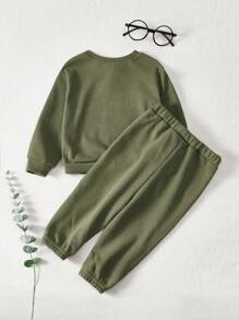 Cozy Pixies 男婴 2 件套休闲纯色长袖连帽衫和裤子套装