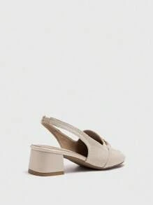 CUCCOO BIZCHIC Shiny Fabric Chain Buckle Low Heel Square Toe Chunky Heel Shoes, Fashionable Casual Commute Shoes, Date Shoes, Party Shoes, Holiday Shoes, Suitable For Women To Wear In Spring, Suitable For Spring Break, Easter And Other Occasions