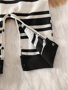 SHEIN 男宝宝休闲条纹翻领连体裤，适合秋冬季外出 - 彩色 - 查看 5