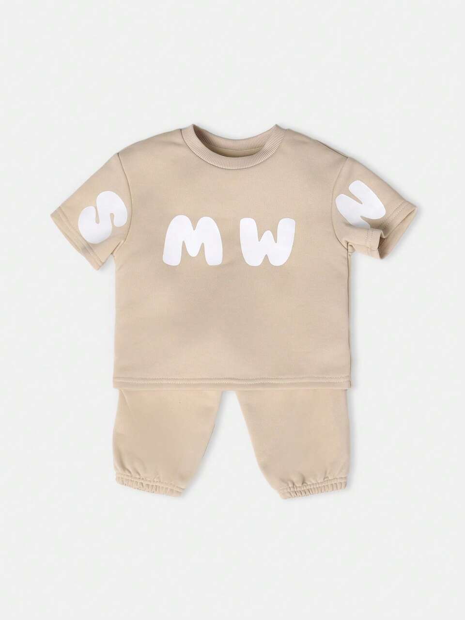 Short Sleeve T-Shirt And Jogger Pants With Letter Print
