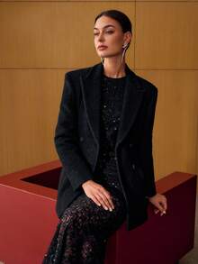 MOTF PREMIUM 羊毛双排扣西装外套（无腰带）