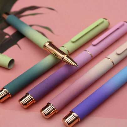 1 pieza Pluma estilográfica de color degradado altamente atractiva, ideal para que los estudiantes practiquen la escritura, firma de oficina y negocios, con absorbente de tinta incorporado en la pluma - Cartuchos de tinta reemplazables de 3,4 mm, excelente opción para regalos y obsequios de vuelta a la escuela