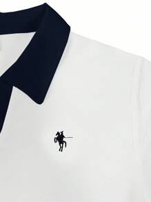 INAWLY Camiseta de manga corta casual con bloques de color para mujer de talla grande, verano - Blanco - Ver 3