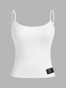 SHEIN EZwear 女士休闲吊带背心三件套，刺绣图案，黑色、白色、粉色，夏季百搭紧身款上衣 - 彩色 - 查看 10