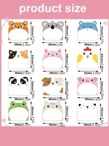 SHEIN 6 件铅笔便签、动物便签、可爱自粘笔记本、趣味粘性便签、适用于学生、教室、学校、办公室、礼物、返校、学校用品、学校、便签、美观学校用品、文具 - 彩色 - 查看 7