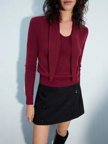 Maija Women's Casual & Commuting Solid Color Button Decor Mini Skirt Valentines Day,Festival - Black - View 4